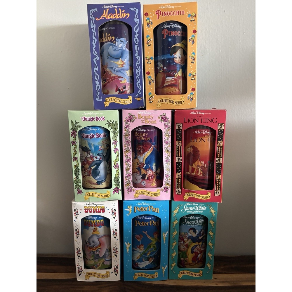 Set of 8 Vintage 1994 Disney Classic Collector Series Burger King Cups Boxed